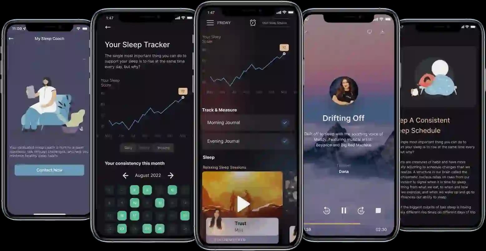 Chorus Sleep mobile app screens